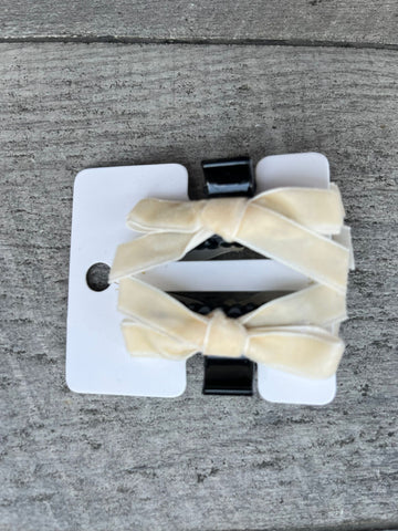 Halo Luxe Ivory Laura Velvet Bow Mini Claw Clip Set