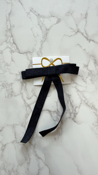 Halo Luxe Black Abigail Luxe Corduroy Longtail Clip