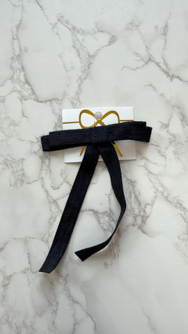 Halo Luxe Black Abigail Luxe Corduroy Longtail Clip