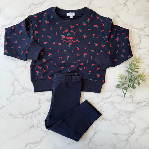 Bonjoy Blue Cherry Sweatshirt Set