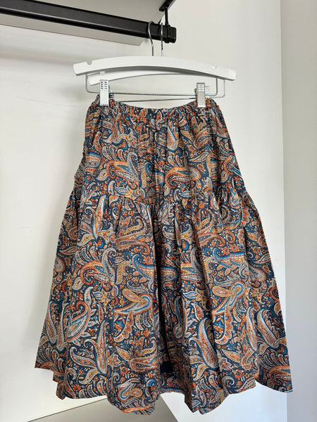 Tangerine Paisley Midi Skirt