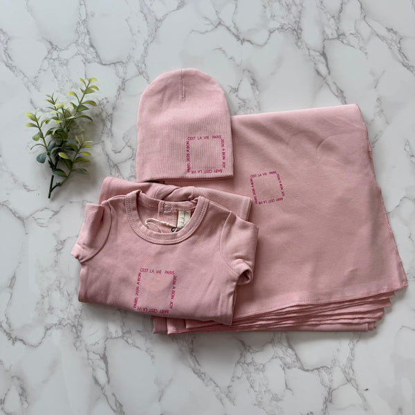 Bonjoy Blush Pink Cest La Vie Blanket