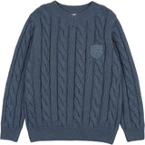 Lil Legs Analogie Vintage Blue Chunky V Neck Sweater