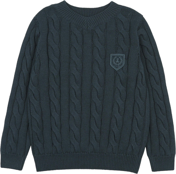 Lil Legs Analogie Deep Teal Chunky V Neck Sweater
