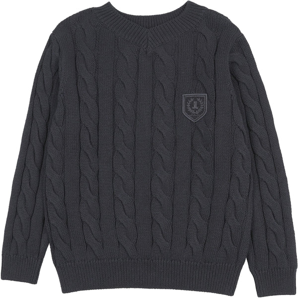 Lil Legs Analogie Navy Chunky V Neck Sweater