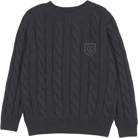 Lil Legs Analogie Navy Chunky V Neck Sweater