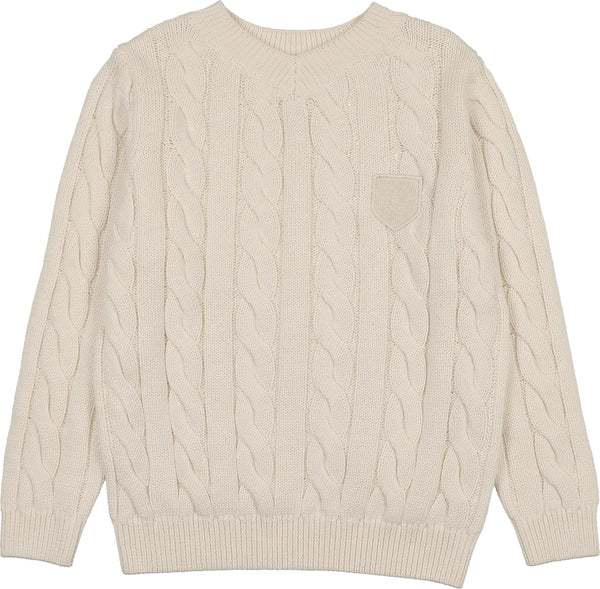Lil Legs Analogie Cream Chunky V Neck Sweater
