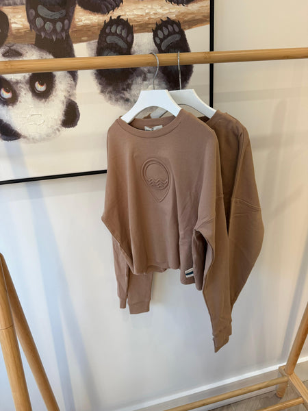 Birnham on the Sea Tan Teen Cropped Logo Top