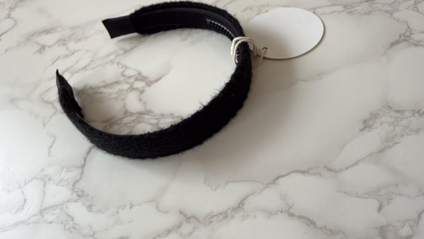 Halo Luxe Black Millie Textured Scalloped Edge Woolen Headband