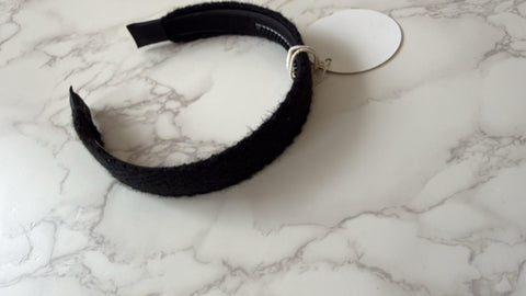 Halo Luxe Black Millie Textured Scalloped Edge Woolen Headband