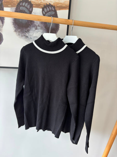 Coco Blanc Black Cabled Sweater