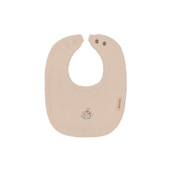 Ely's & Co Pink Ribbed Floral Embroidered Bib