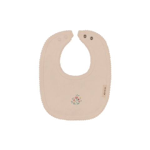 Ely's & Co Pink Ribbed Floral Embroidered Bib