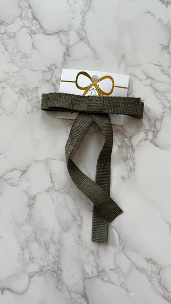 Halo Luxe Olive Abigail Luxe Corduroy Longtail Clip