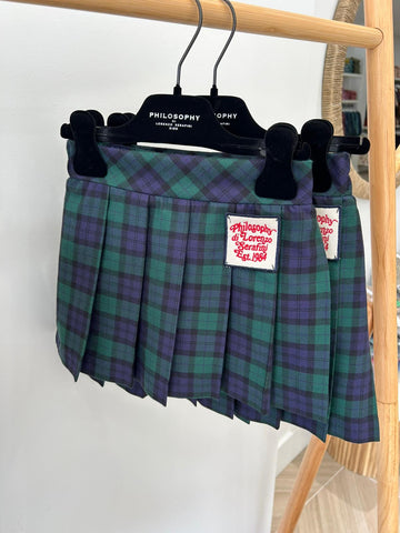 Philosophy Green Check Logo Patch Skirt