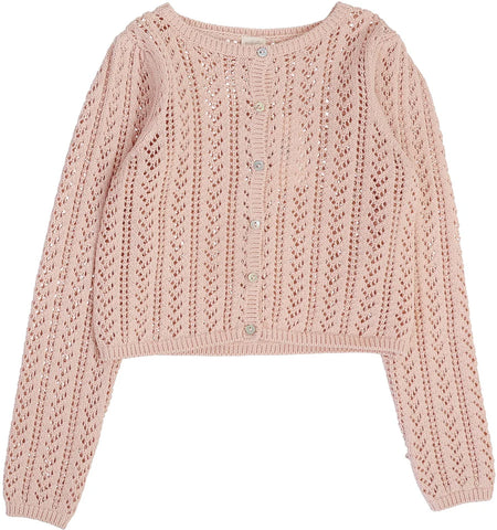 Lil Legs Analogie Bud Pink Girls Pointelle Cardigan SGPC-BPNK