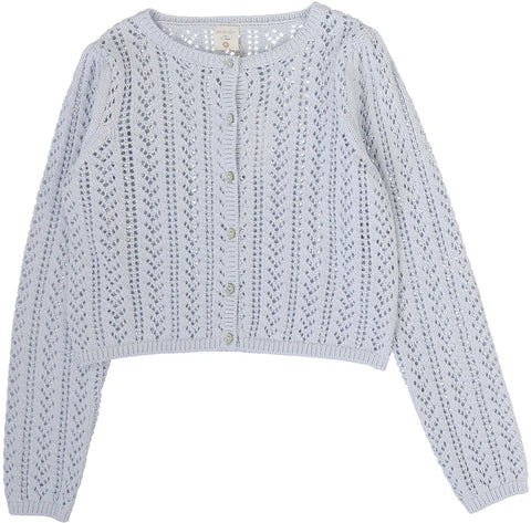 Lil Legs Analogie Clear Blue Girls Pointelle Cardigan SGPC-CBLU