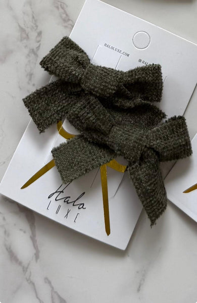 Halo Luxe Olive Abigail Luxe Corduroy Double Clip Set