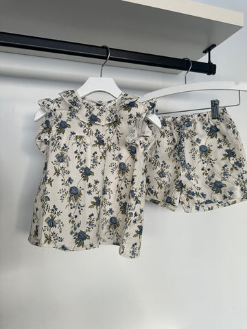 Babe & Tess Bloom Blue Chemise Adelina Baby Shirt + Shorts