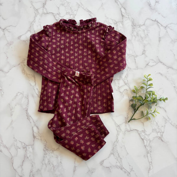 Buho Baby Pomegranate Cottage Rib T-shirt + Legging Set