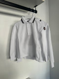 Colmar White Tricolor Striped Trim LS Polo