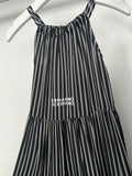 Ermanno Scervino Black Satin Stripe Dress