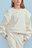 Petite Pink Cream Extended Sleeve Sweat Top