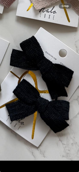 Halo Luxe Black Abigail Luxe Corduroy Double Clip Set