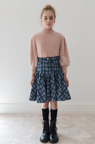 Steph Fleur de Lis Short Denim Skirt