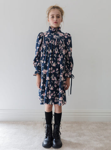 Steph Lilac Shirred Printed Cord Dress