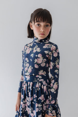 Steph Lilac Floral Printed Velvet Turtleneck