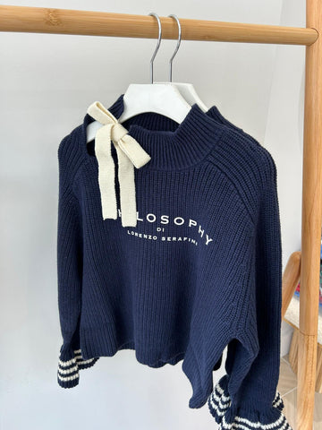 Philosophy Blue Sweater With Bow