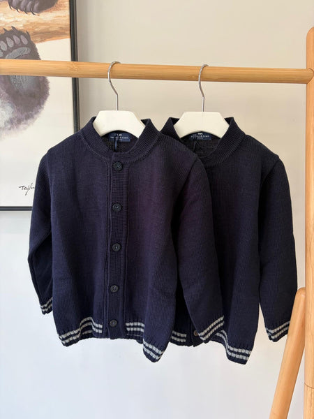 Manuel Frank Navy Blue/Grey Knit Cardigan