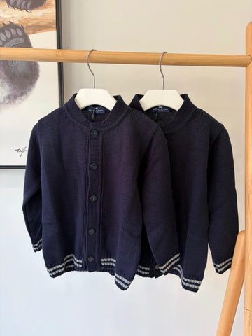 Manuel Frank Navy Blue/Grey Knit Cardigan