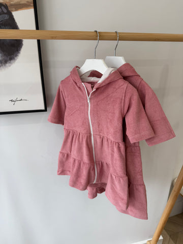 Aurora Pink/Red Bow Embroidered Terry Robe