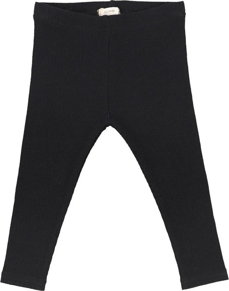 Lil Legs Black Basic Ribbed Leggings