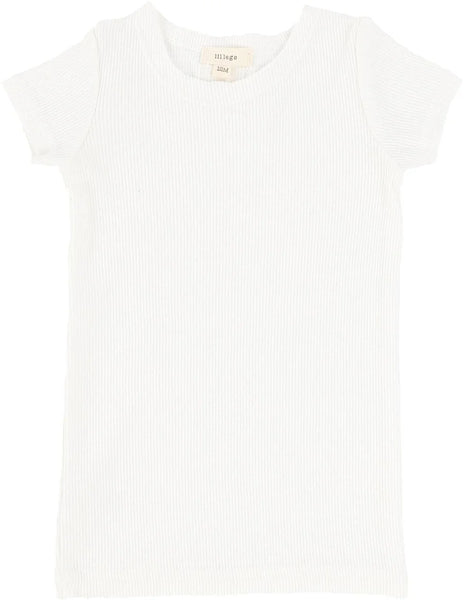 Lil Legs Winter White Ribbed Short Sleeve Tee