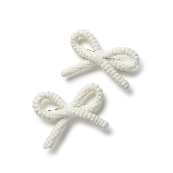 Halo Luxe Ecru Juliana Textured Knit Double Clip Set