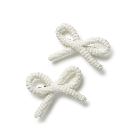 Halo Luxe Ecru Juliana Textured Knit Double Clip Set