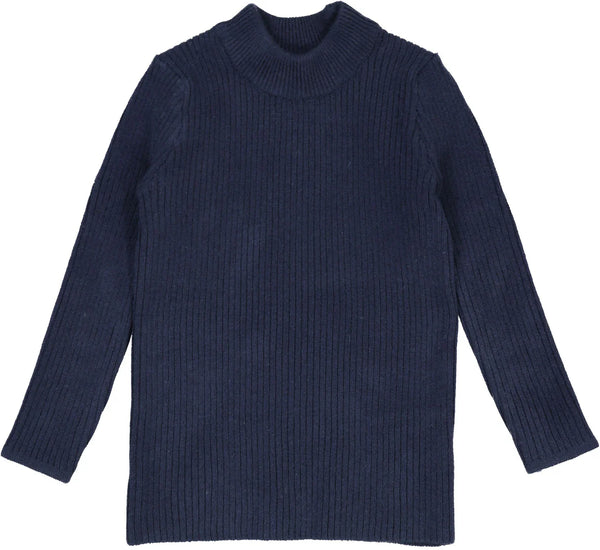 Lil Legs Navy Knit Mockneck