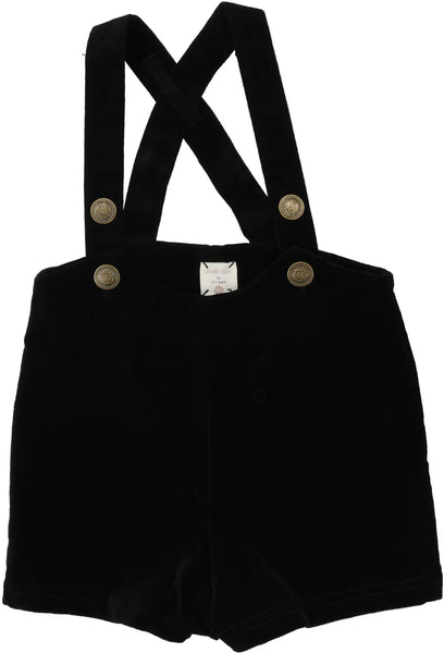 Lil Legs Analogie Black Velvet Suspender Shorts