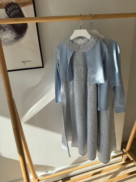 Bonjoy Blue Floral Blooming Elegance Peter Pan Robe Cardigan