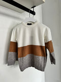 Manuell Frank Winter White / Camel / Grey Crewneck Knit Sweater