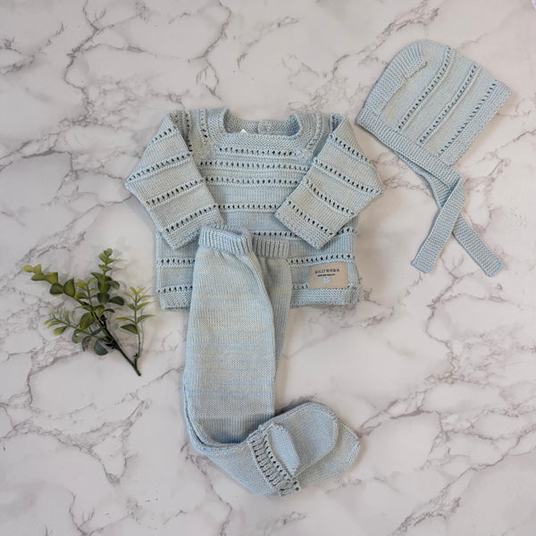 Wild Wawa Baby Blue Welcome Home Baby Knitted Set