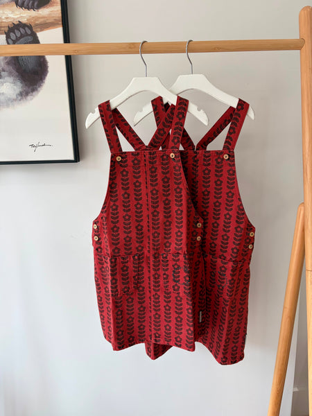 Piupiuchick Bordeaux/Black Flowers Knee Length Dress with Straps