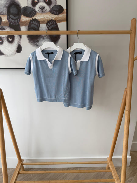 Emanuel Pris Sky Blue/White Sweater