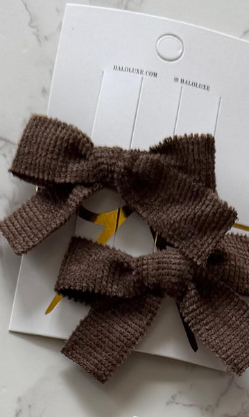 Halo Luxe Brown Abigail Luxe Corduroy Double Clip Set