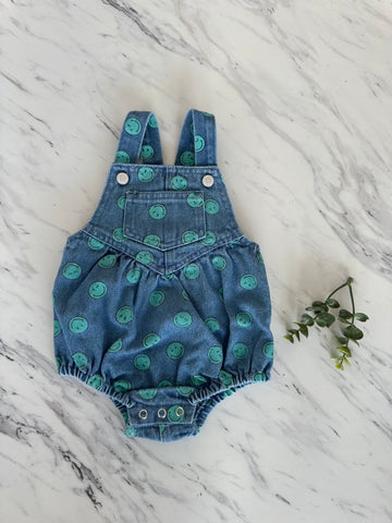 The New Society Light Blue Denim Smiley Special Romper