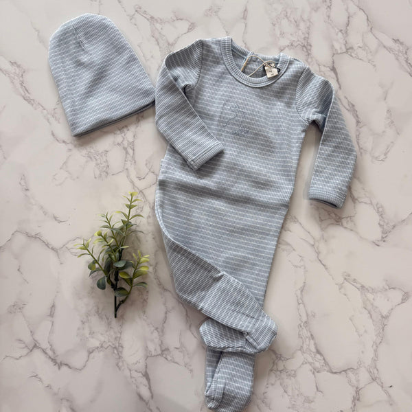 Bonjoy Blue/White Bunny Footie Set