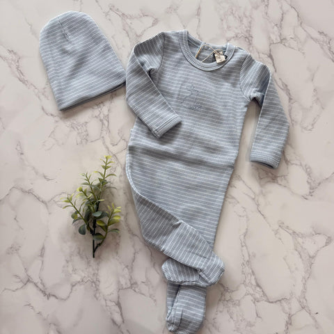 Bonjoy Blue/White Bunny Footie Set